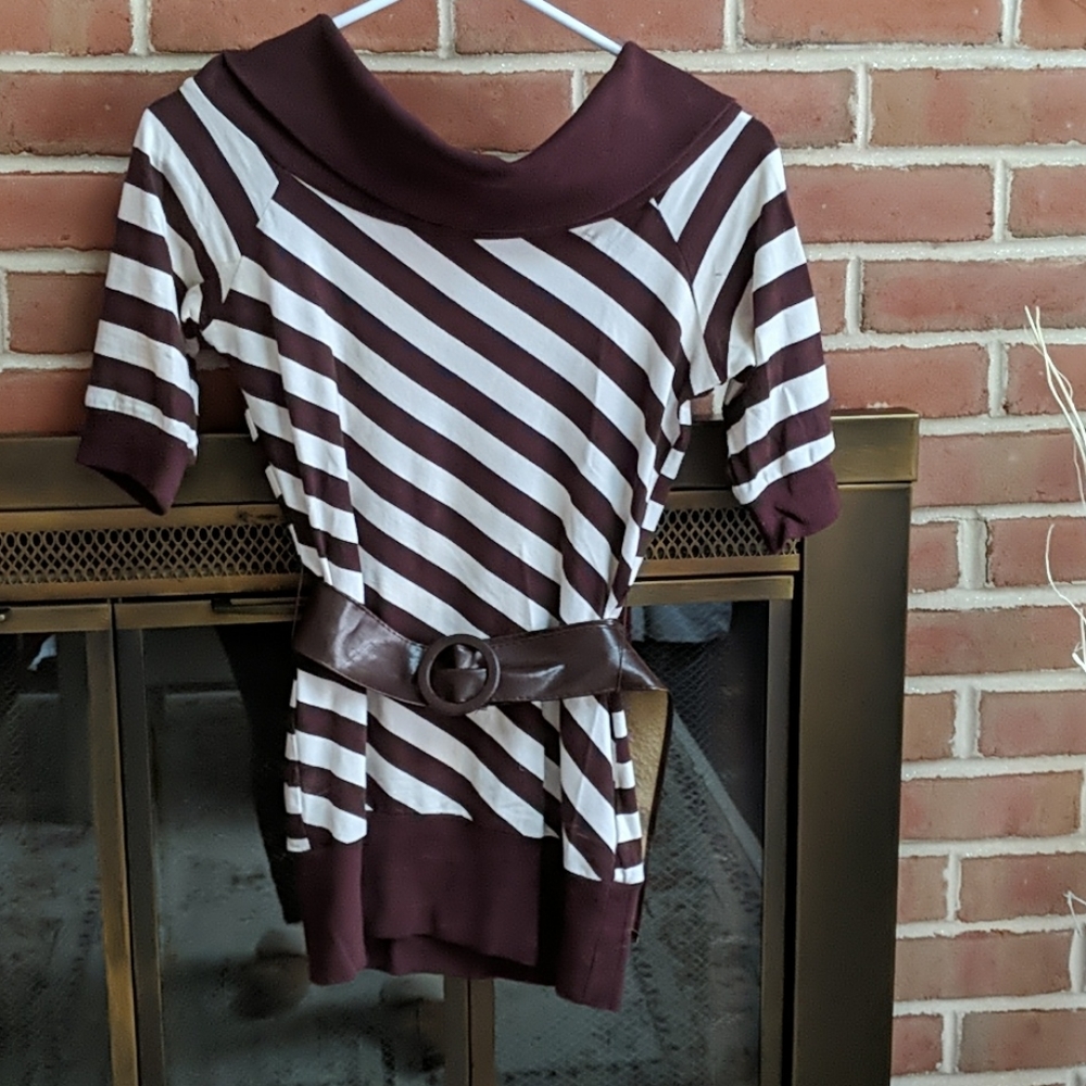 Almost Famous Striped Cowl Neck Top